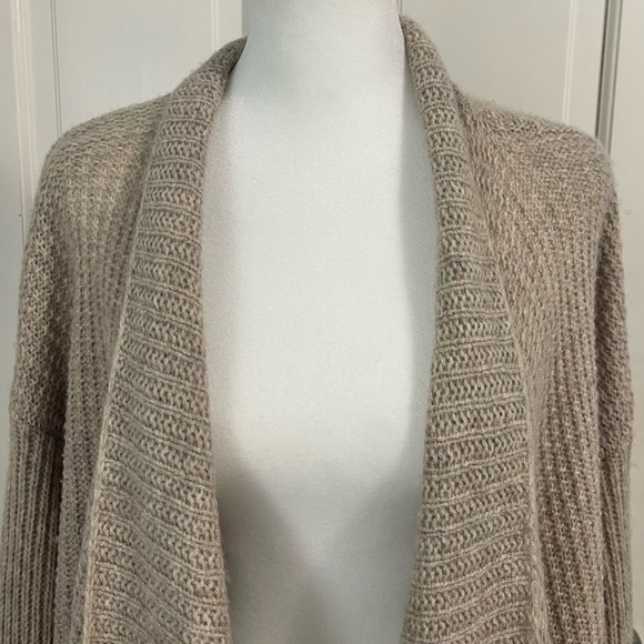 Eileen Fisher Camel and Merino Cardigan Size Large Open Front Waterfall Tan - Picture 2 of 11